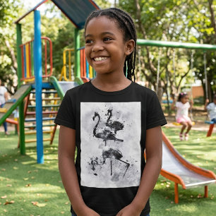 Drei Flamingos Schwarz-Weiß-Aquarell T-Shirt