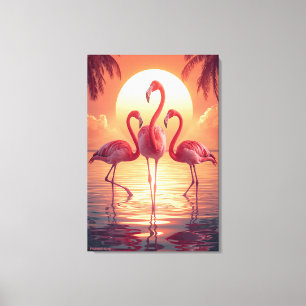 DREI FLAMINGOS Surreal Leinwanddruck