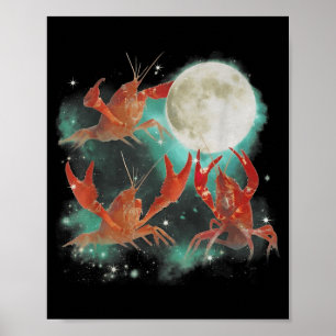 Drei Flusskrebse heulen zum Mond Vintage 90er Poster