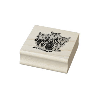 Drei Folkkatzen/Musterkatzen, Design Gummistempel