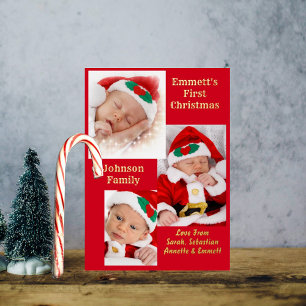Drei Foto Baby 1. Weihnachten Familie Candy Karte