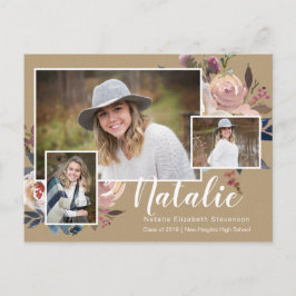 Drei Foto-Bläserin-Personalisiert-Graduierungspart Einladungspostkarte