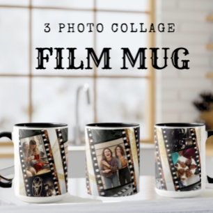 Drei Foto Collage Black and Gold Film Tasse