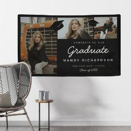 Drei Foto Collage Glückwünsche zum Graduate Black Banner