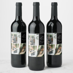 Drei Foto Collage Hochzeit Custom Wine Label Weinetikett