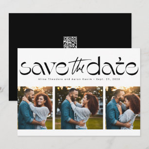 Drei Foto einfach modern trendy schwarz weiß Save The Date