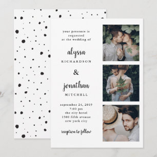 Drei Foto  Einfache und moderne Hochzeitseinladung Einladung