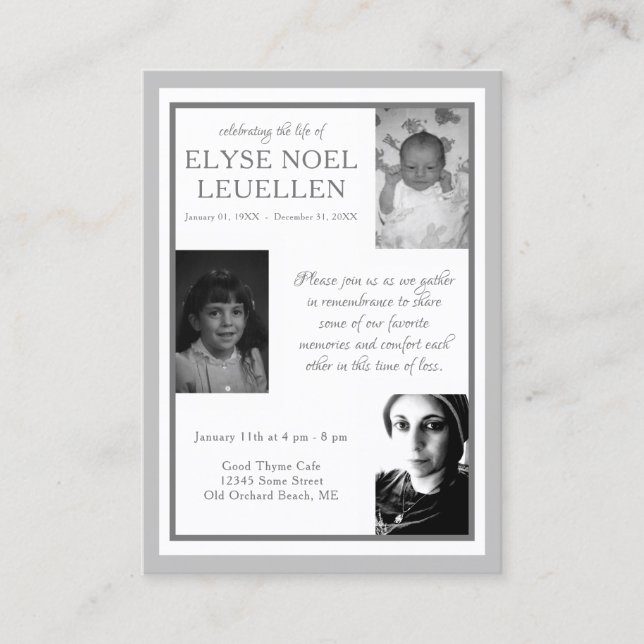 drei Foto-Gedenkkarten Visitenkarte (Vorderseite)