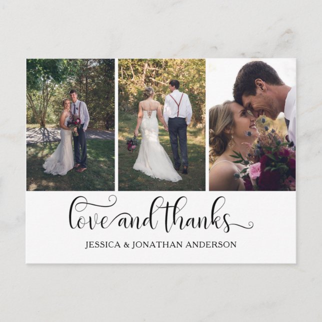 Drei-Foto-Kalligraphie-Skript Vielen Dank | Postkarte (Vorderseite)