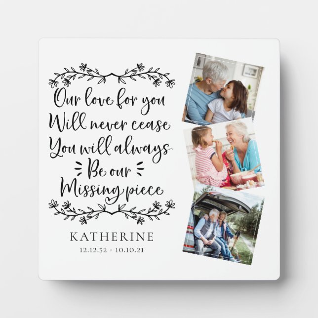 Drei-Foto-Memorial Fotoplatte (Vorderseite)