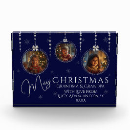 Drei Foto Navy und Silver Weihnachtsblock Foto Blo