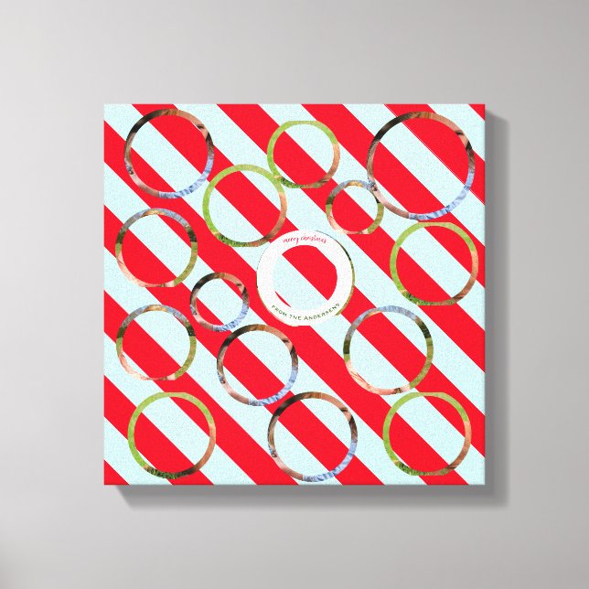 Drei Foto Personalisiert Red Strip Fab Weihnachten Leinwanddruck (Vorderseite)