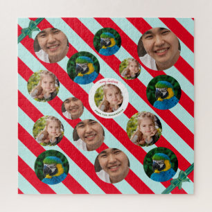 Drei Foto Personalisiert Red Strip Fab Weihnachten Puzzle