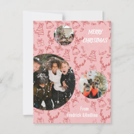 Drei Foto Pink Whimsical Postkarte