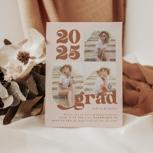 Drei Foto Terracotta Retro Type Graduation Party