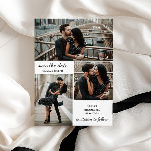 Drei-Foto- und moderne Schrift Hochzeit Save The Date