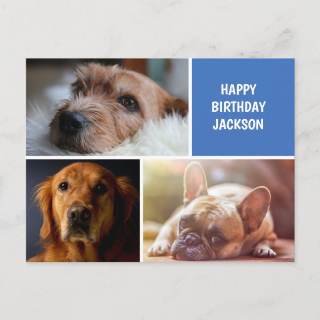 Drei FotoCollage Custom Geburtstag Postkarte (Vorderseite)