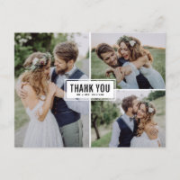 Drei Fotocollage Hochzeit Danke Postcard