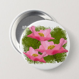 Drei Fotografien mit Hübschen rosa Pollen Button