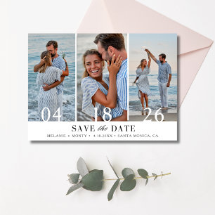Drei Fotokollagen Hochzeit speichern das Datum Save The Date