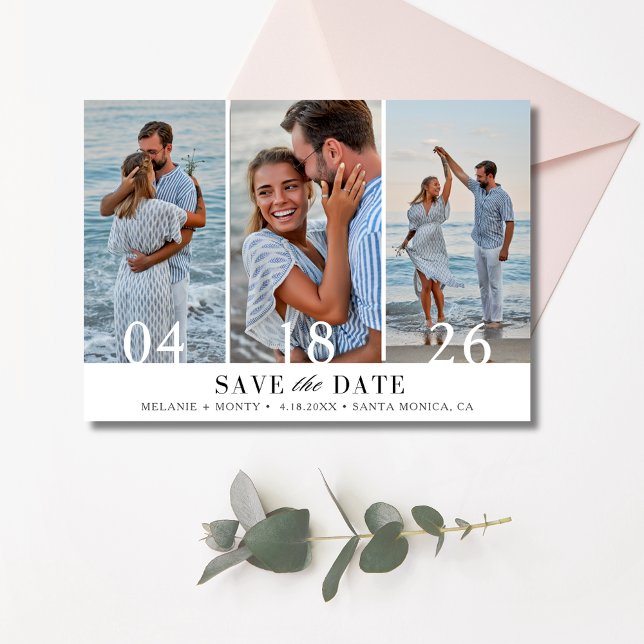 Drei Fotokollagen Hochzeit speichern das Datum Save The Date (Three Photo Collage Wedding Save the Date)