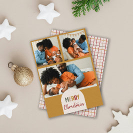 Drei Fotos Custom Modern Colorful Frohe Weihnachte Feiertagskarte