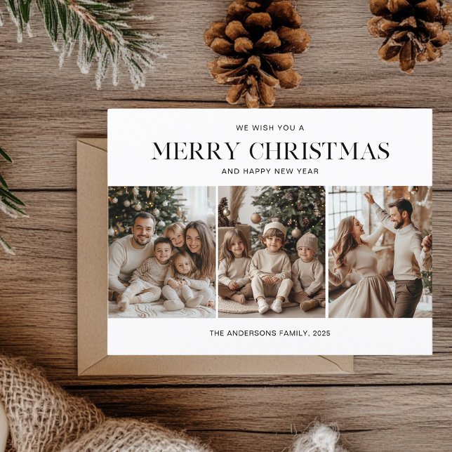 Drei Fotos frohe Weihnachten und glückliches Neues Postkarte (Von Creator hochgeladen)