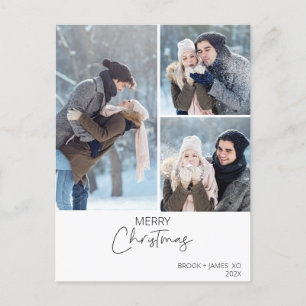 Drei Fotos Moderne Minimalistische frohe Weihnacht Postkarte