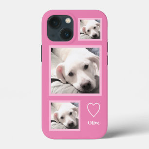 Drei Fotos Niedliche weiße Welpe hinzufügen Name R Case-Mate iPhone Hülle