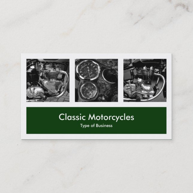 Drei Fotos plus eins - Dunkelgrün Visitenkarte (Vorderseite)