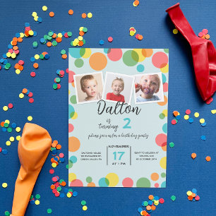 Drei Fotos Polka spielt jeden Geburtstag Einladung