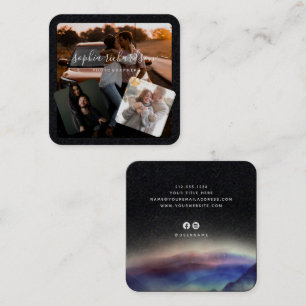 Drei Fotos Premium Schwarz-Weiß-Signatur Quadratische Visitenkarte