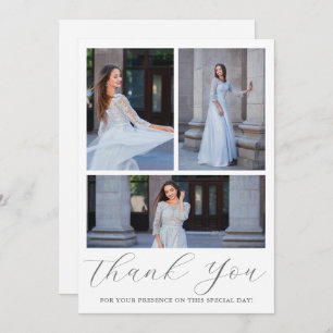 Drei Fotos Quinceanera Blue Floral Script Einladung