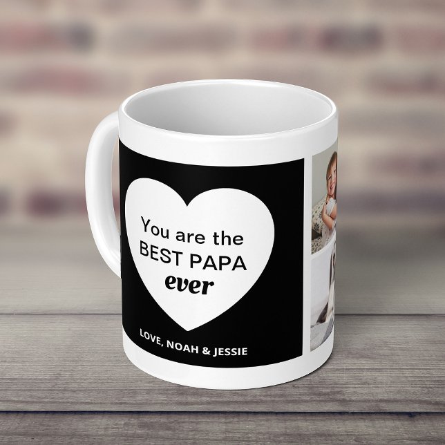 Drei Fotos und ein Herz | Bester Papa je Kaffeetasse (Von Creator hochgeladen)