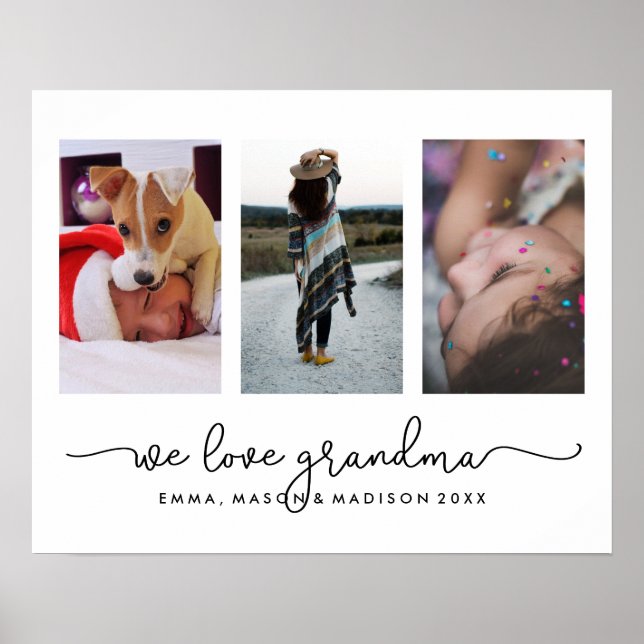Drei Fotos und Typografie | Wir Liebe Oma Poster (Vorne)