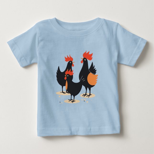 Drei französische Hennen Retro-Halbierung 2 Baby T-shirt (Vorderseite)