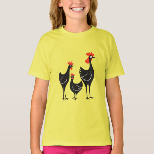 Drei französische Hennen Retro-Halbierung Mitte de T-Shirt