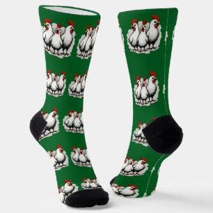 Drei französische Hennen Retro-Mittelalter-Ausschn Socken
