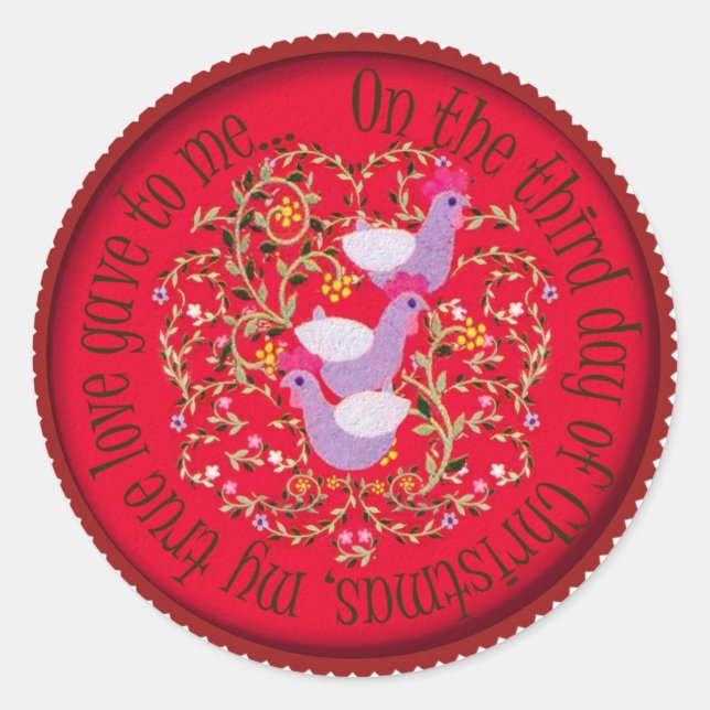 Drei französische Hennen Runder Aufkleber (Vorderseite)