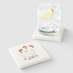 Drei französische Hühner Retro-Ausschneiden Mitte  Steinuntersetzer