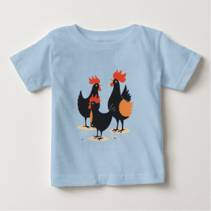 Drei französische Hühner Retro-Mitte-des-Jahrhunde Baby T-shirt