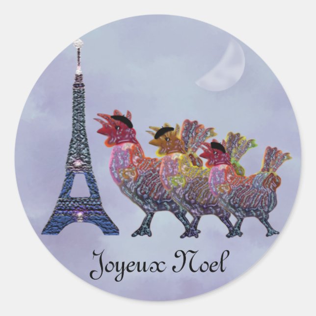 Drei französische Hühner-Sticker Runder Aufkleber (Vorderseite)