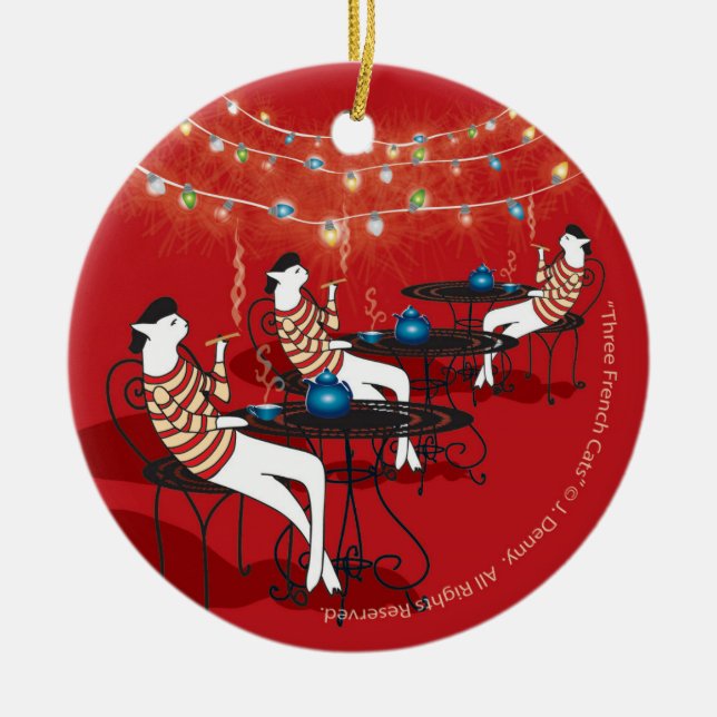 Drei französische Katzen... Keramikornament (Vorne)