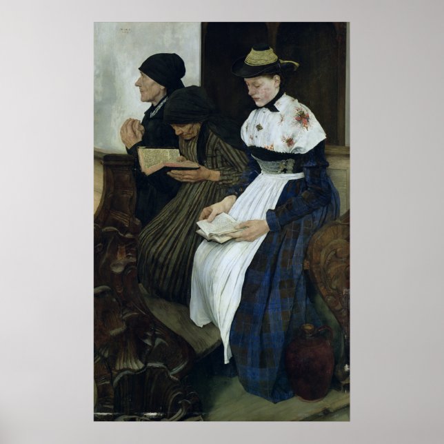 Drei Frauen in der Kirche, 1882 Poster (Vorne)