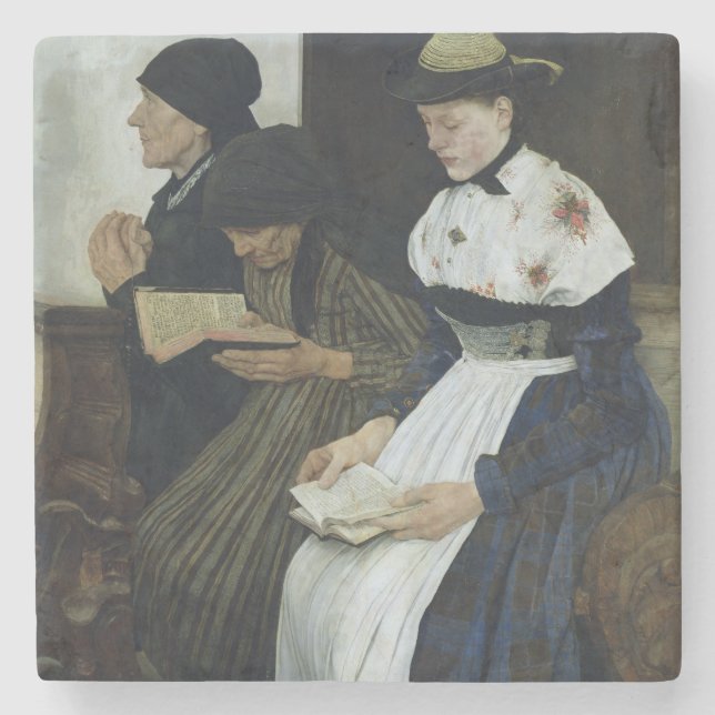 Drei Frauen in Kirche, 1882 Steinuntersetzer (Vorderseite)