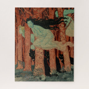 Drei Frauen mit schwarzen Wölfen Grasset Kunst Puzzle