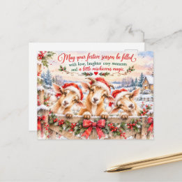 Drei freche Weihnachtsziegen – Festliches Aquarell Feiertagspostkarte
