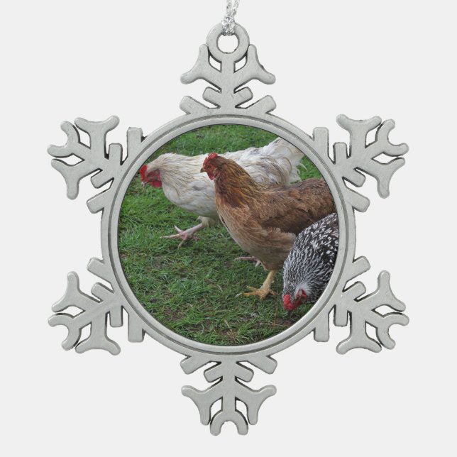 Drei Freunde Schneeflocken Zinn-Ornament (Vorderseite)
