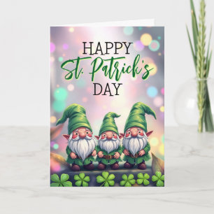 Drei fröhliche Gnomes & Kleeblatts St Patrick's Da Karte