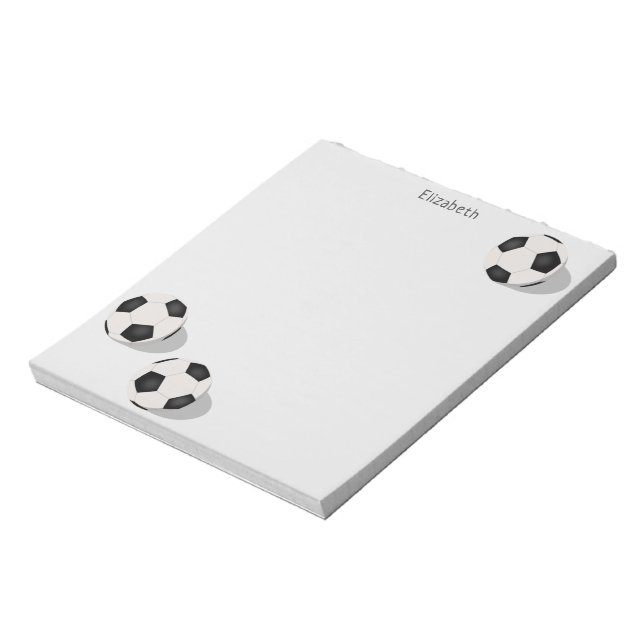 drei Fußballbälle personalisierte Sportarten Notizblock (Rotiert)